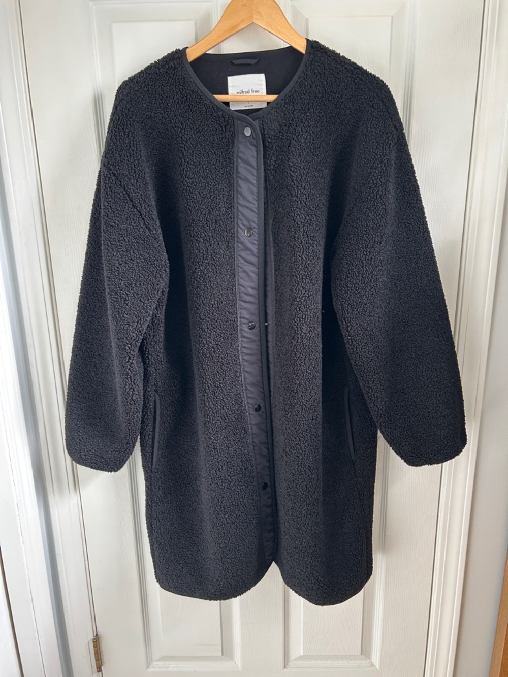 Wilfred Black Teddy Jacket with Snap Front